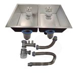 FREGADERO DE DOBLE TINA SATINA 84X50X23  TF845023SS