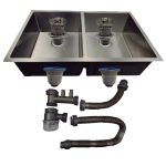 FREGADERO DE DOBLE TINA GUN METAL DE 84X50X23 TF845023GM